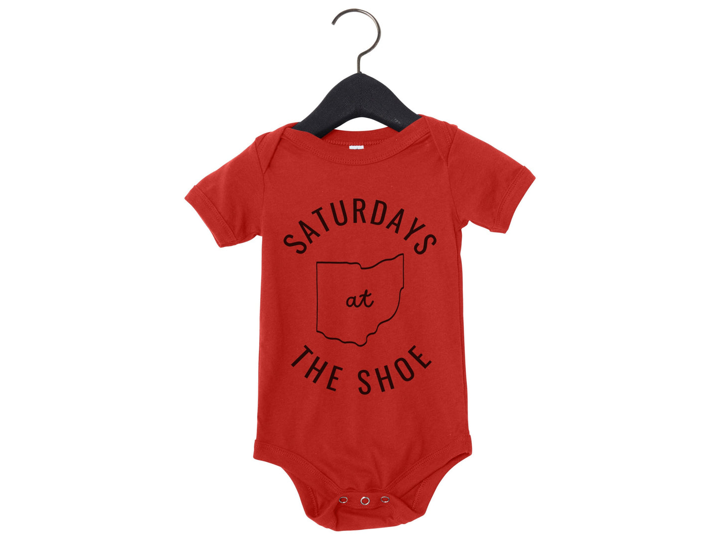 Ohio State Saturdays at The Shoe: Trendy Unisex onesie for babies - Buckeye Love, Game Day Apparel - Ohio state baby fanwear - OSU Buckeyes