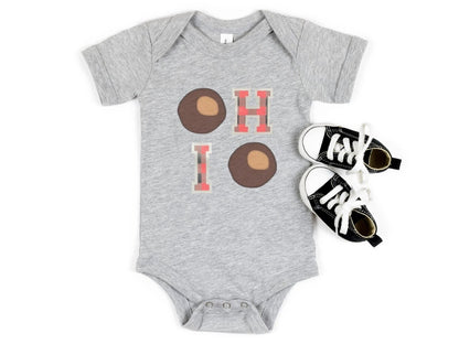 Little Buckeye Pride: Ohio State Themed Kids & Infant T-Shirt with Ohio Print and Buckeyes! Ideal gift, high quality, and full of Ohio pride