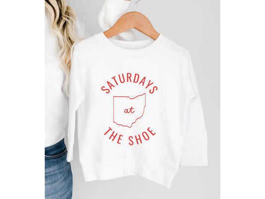 Ohio State Saturdays at The Shoe: Trendy Unisex Sweatshirt for Kids - Buckeye Love, Game Day Apparel
