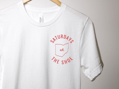 Ohio State Saturdays at The Shoe: Trendy Unisex t Shirt for Adults - Buckeye Love, Game Day Apparel - Ohio state fanwear - OSU Buckeyes